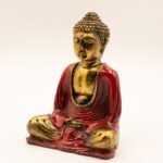 Ancient Wisdom Medium Red & Gold Hand Painted Resin Buddha Figurine - Image 5