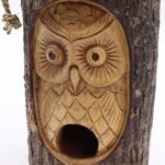 Ancient Wisdom Tree Trunk Face Wooden Bird House - Wise Owl - Image 5