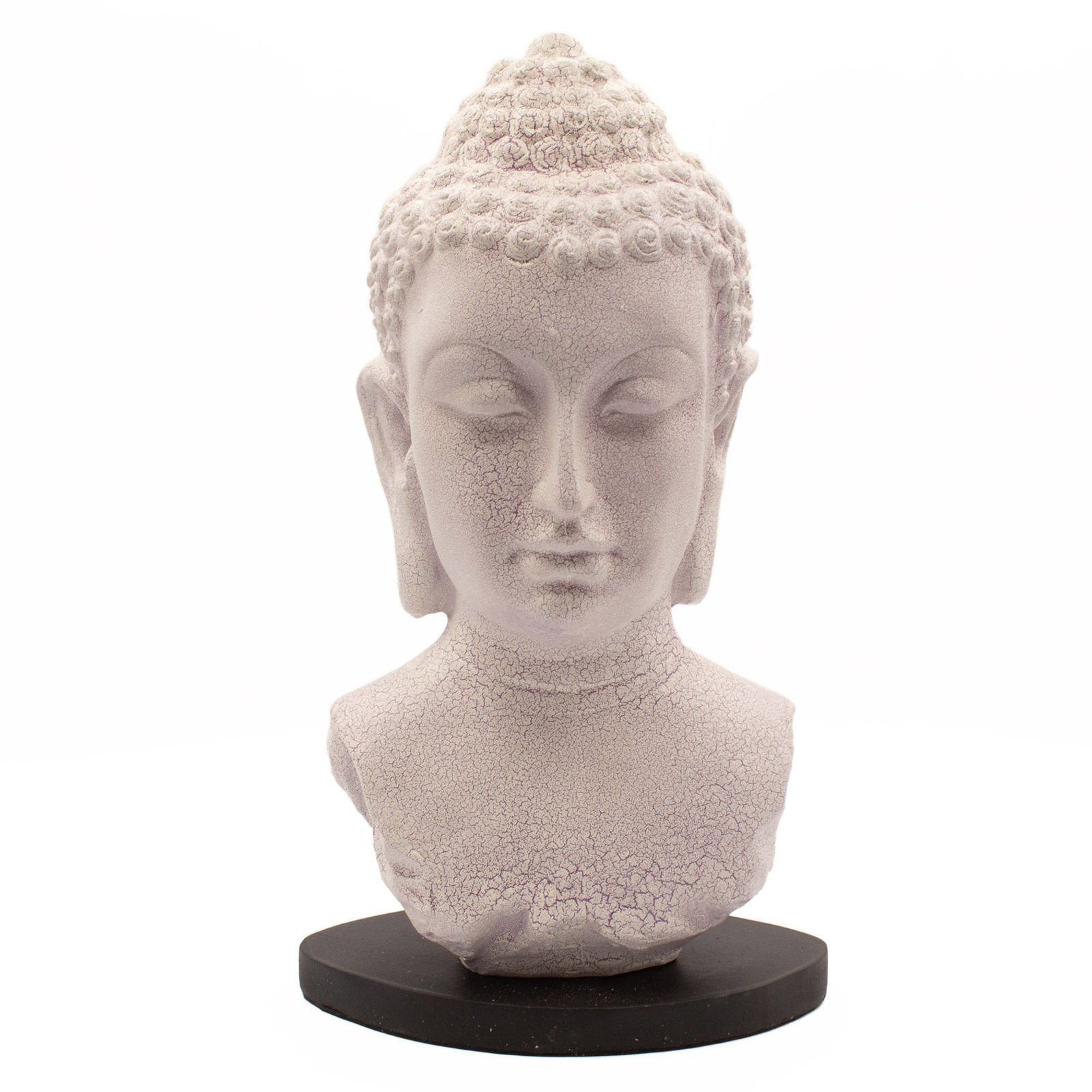 bG9jYWw6Ly9tZWRpYS8xTS8yRS82MFIzMEMxSjY4VksyRTFNLzRhODFmODRkLmpwZw.jpg Ancient Wisdom Lavender Crackle Buddha Bust Lamp – Oval Stand - Image 1