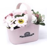 Ancient Wisdom Peaceful Pink Soap Flowers Bouquet Petite Basket