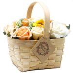 Ancient Wisdom Large Orange Bouquet Soap Flowers In Wicker Basket