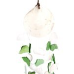 Ancient Wisdom Green & White Copis & Glass Drop Wind Chime - Image 7