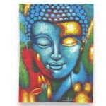 Ancient Wisdom Blue & Gold Flower Buddha Painting - 75x55cm