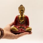 Ancient Wisdom Medium Red & Gold Hand Painted Resin Buddha Figurine - Image 2
