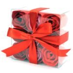 Ancient Wisdom Set of 9 Soap Flower Red Roses Square Box
