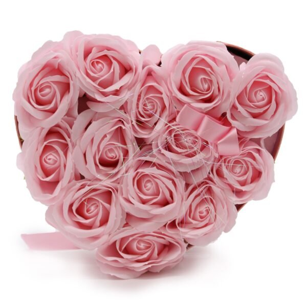Ancient Wisdom Soap Flower 13 Pink Roses Heart Shaped Bouquet