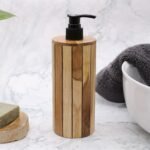 Ancient Wisdom Natural Teakwood Round Soap Dispenser - Image 3