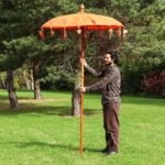 Ancient Wisdom Orange Decor 1.5m Bali Patio Cotton Parasol - Image 5