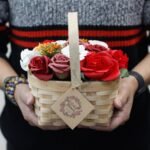 Ancient Wisdom Medium Red Bouquet Soap Flowers In Wicker Basket - Image 2