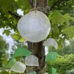 Ancient Wisdom Green & White Copis & Glass Drop Wind Chime - Image 4