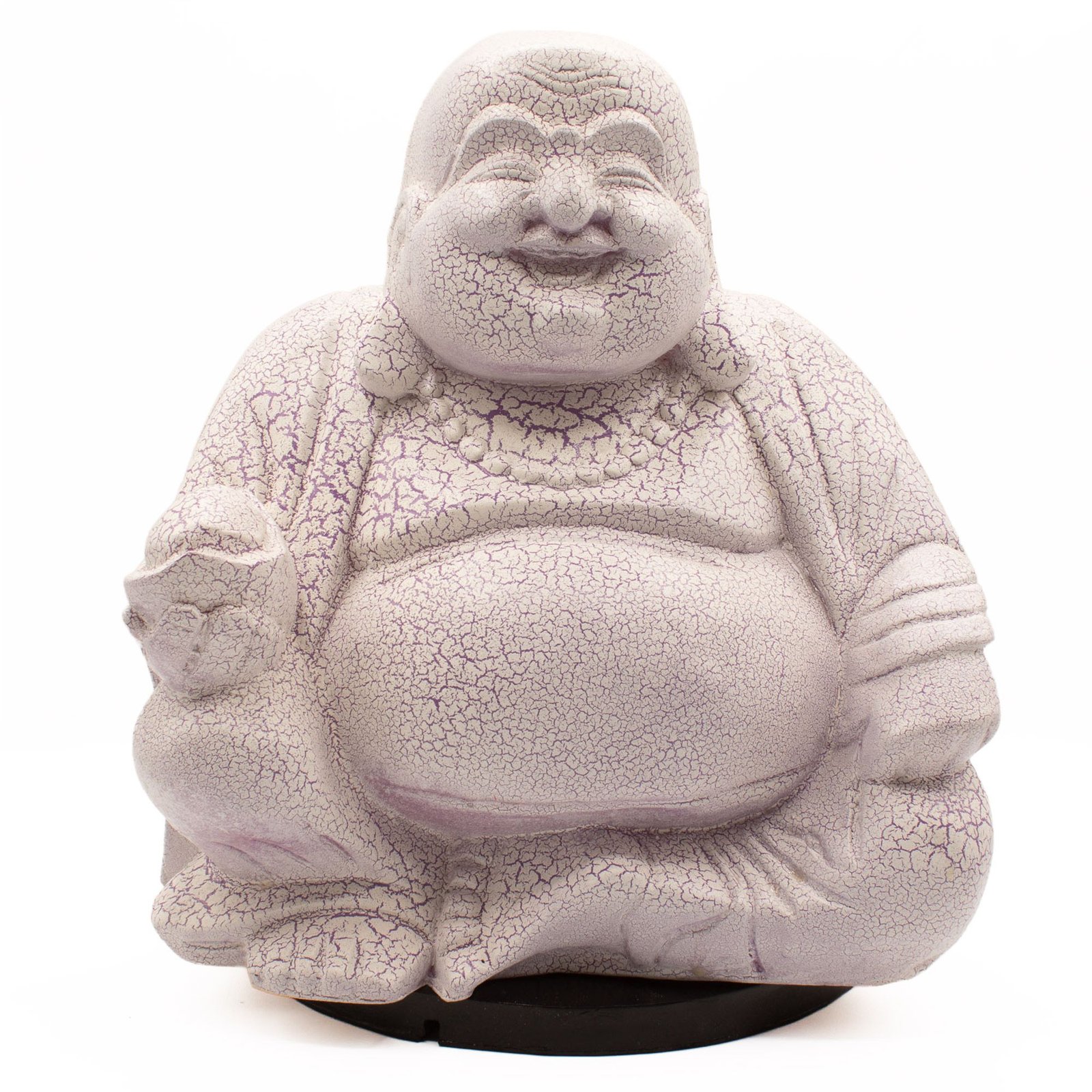 bG9jYWw6Ly9tZWRpYS8xUC80Qy82MFIzMEMxSjY4Vks0QzFQL2E3ZmU5NzRlLmpwZw.jpg Ancient Wisdom Lavender Crackle Laughing Buddha Lamp - Round Stand - Image 1