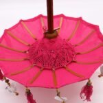 Ancient Wisdom Pink 40cm Bali Home Decor Cotton Parasol - Image 2