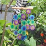 Ancient Wisdom Green & Purple Capiz Glass Driftwood Cross Wind Chime - Image 4