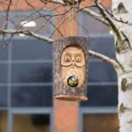 Ancient Wisdom Tree Trunk Face Wooden Bird House - Wise Owl - Image 4