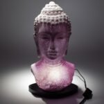 Ancient Wisdom Lavender Crackle Buddha Bust Lamp – Oval Stand - Image 3
