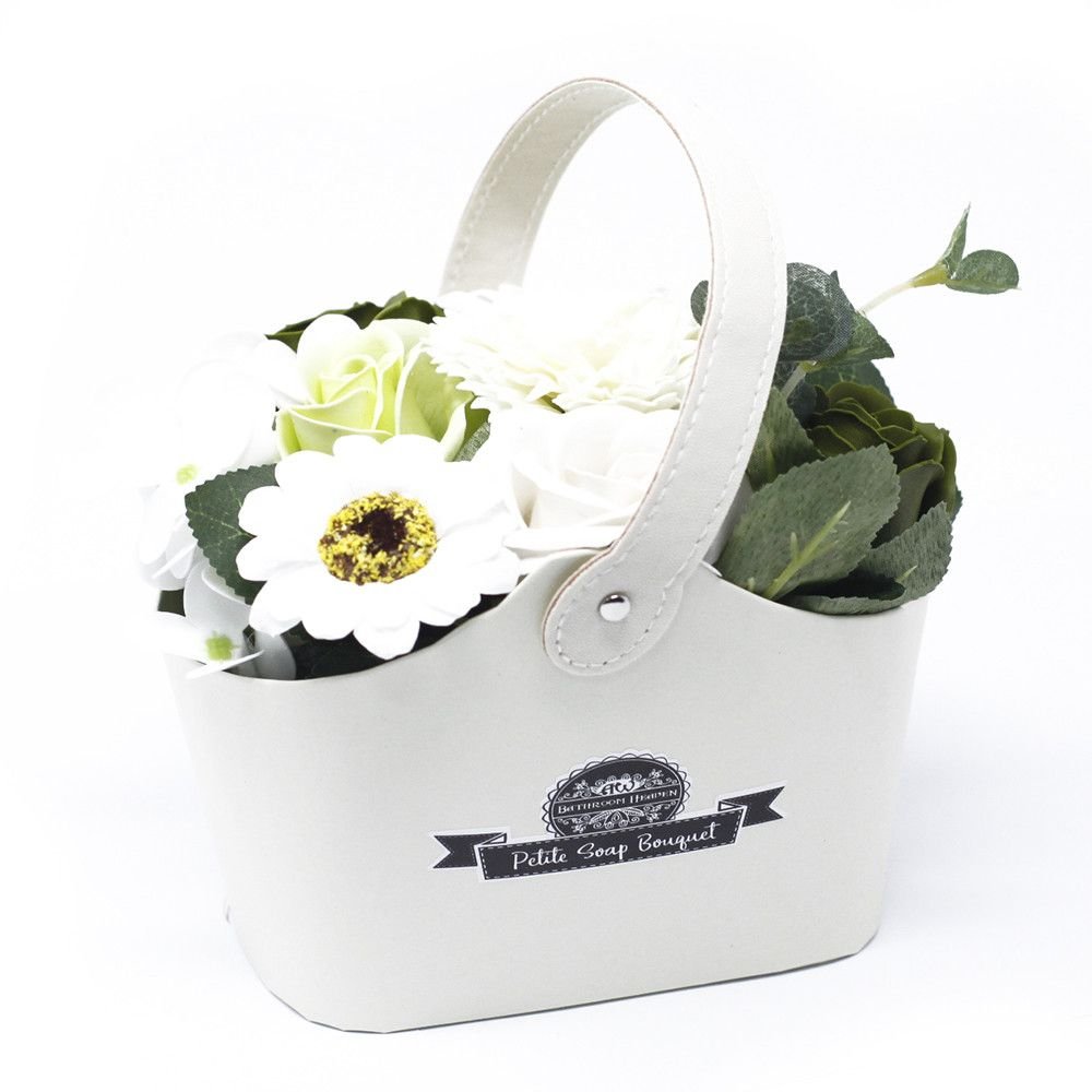 bG9jYWw6Ly9tZWRpYS8xUC9FRS82MFIzMEMxRzZNVDNFRTFQLzYwZmM5M2IwLmpwZWc.jpg Ancient Wisdom Pastel Green Soap Flowers Bouquet Petite Basket - Image 1