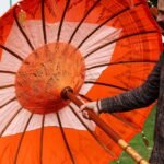 Ancient Wisdom Orange Decor 1.5m Bali Patio Cotton Parasol - Image 2