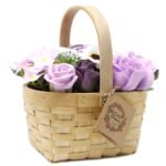 Ancient Wisdom Large Lilac Bouquet Soap Flowers In Wicker Basket