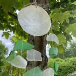 Ancient Wisdom Green & White Copis & Glass Drop Wind Chime - Image 6