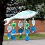 Ancient Wisdom Aqua Fish Carving & Copis Drop Wind Chime - Image 3