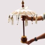 Ancient Wisdom Gold 40cm Bali Home Decor Canvas Parasol - Image 6