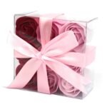 Ancient Wisdom Set of 9 Soap Flower Pink Roses Square Box