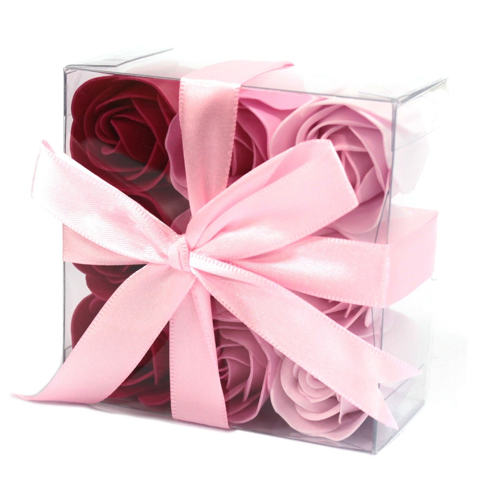 bG9jYWw6Ly9tZWRpYS8xUS9BRC82MFIzMEMxRzZHVjNBRDFRLzQxNGNkMmNkLmpwZWc.jpg Ancient Wisdom Set of 9 Soap Flower Pink Roses Square Box - Image 1