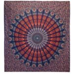 Ancient Wisdom Blue Double Cotton Bedspread + Wall Hanging – Peacock Mandala