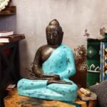 Ancient Wisdom Medium Turquoise & Stone Classic Buddha Statue - Image 2