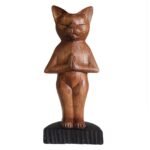 Ancient Wisdom Handcrafted Suar Wood Yoga Cat – Standing