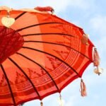 Ancient Wisdom Orange Decor 1.5m Bali Patio Cotton Parasol - Image 3
