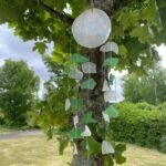 Ancient Wisdom Green & White Copis & Glass Drop Wind Chime - Image 5