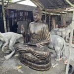 Ancient Wisdom Large Antique Gold Buddha Teaching On Lotus Statue - Image 2