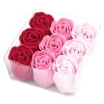 Ancient Wisdom Set of 9 Soap Flower Pink Roses Square Box - Image 2