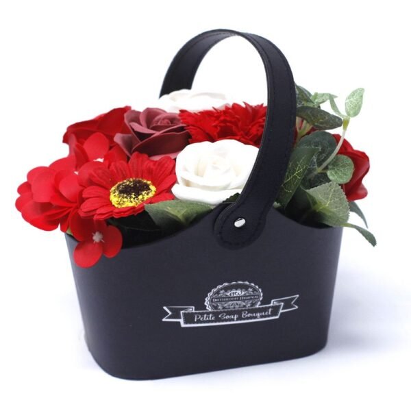 Ancient Wisdom Rich Reds Soap Flowers Bouquet Petite Basket