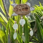 Ancient Wisdom Whitewash Turtle Carving & Natural Copis Drop Wind Chime - Image 3