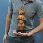 Ancient Wisdom Handcrafted Suar Wood Yoga Cat – Standing - Image 2