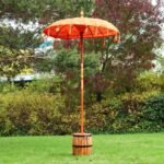 Ancient Wisdom Orange Decor 1.5m Bali Patio Cotton Parasol - Image 4