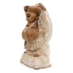 Ancient Wisdom 40cm Whitewash Suar Wood Happy Buddha Hands Up Statue - Image 4