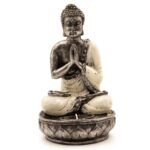 Ancient Wisdom Medium Bali Hand Painted Buddha Candle Holder - White