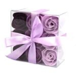Ancient Wisdom Set of 9 Soap Flower Lavender Roses Square Box