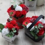 Ancient Wisdom Rich Reds Soap Flowers Bouquet Petite Basket - Image 2