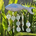 Ancient Wisdom Bluewash Fish Carving & Natural Copis Drop Wind Chime - Image 3
