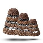 Ancient Wisdom Set of 3 Natural Banana Leaf & Abu-Abu Raffia Lamp Shades