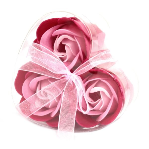 Ancient Wisdom Set of 3 Soap Flower Pink Roses Heart Box