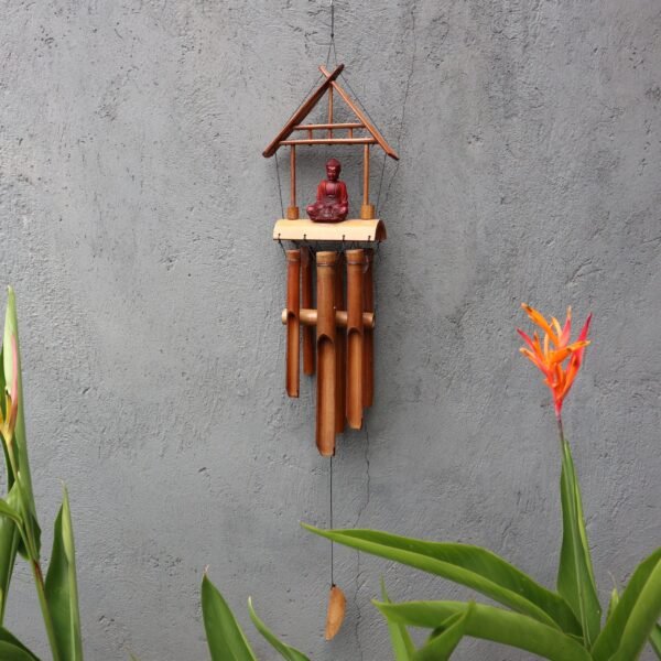 Ancient Wisdom Natural Finish Brown Buddha 6 Tubes Bamboo Wind Chime