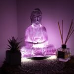 Ancient Wisdom Lavender Crackle Meditation Buddha Lamp – Oval Stand - Image 2