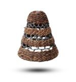 Ancient Wisdom Set of 3 Natural Banana Leaf & Abu-Abu Raffia Lamp Shades - Image 4