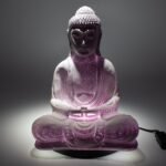 Ancient Wisdom Lavender Crackle Meditation Buddha Lamp – Oval Stand - Image 3