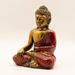 Ancient Wisdom Large Red & Gold Bali Hand Painted Varada Buddha Statue - Image 3